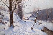 Walter Moras Rodeln an einem sonnigen Wintertag Sweden oil painting artist